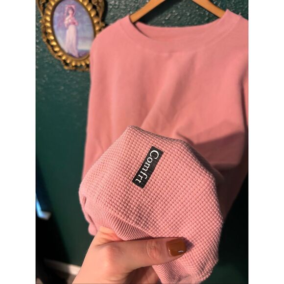 Comfrt Pink Waffle Knit Essential Crewneck Sz 3XL - Picture 2 of 3